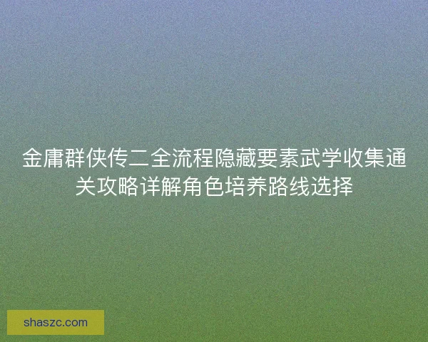 金庸群侠传二全流程隐藏要素武学收集通关攻略详解角色培养路线选择