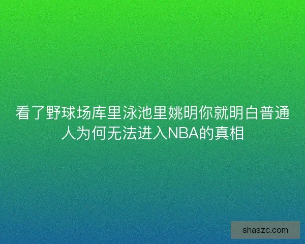 看了野球场库里泳池里姚明你就明白普通人为何无法进入NBA的真相